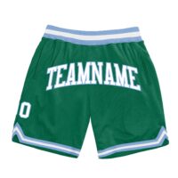 Kelly Green Custom Basketball Shorts – White & Blue