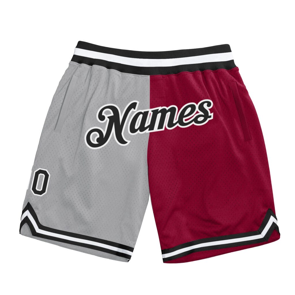 Custom Fashion Basketball Shorts – Dark Grey & Maroon